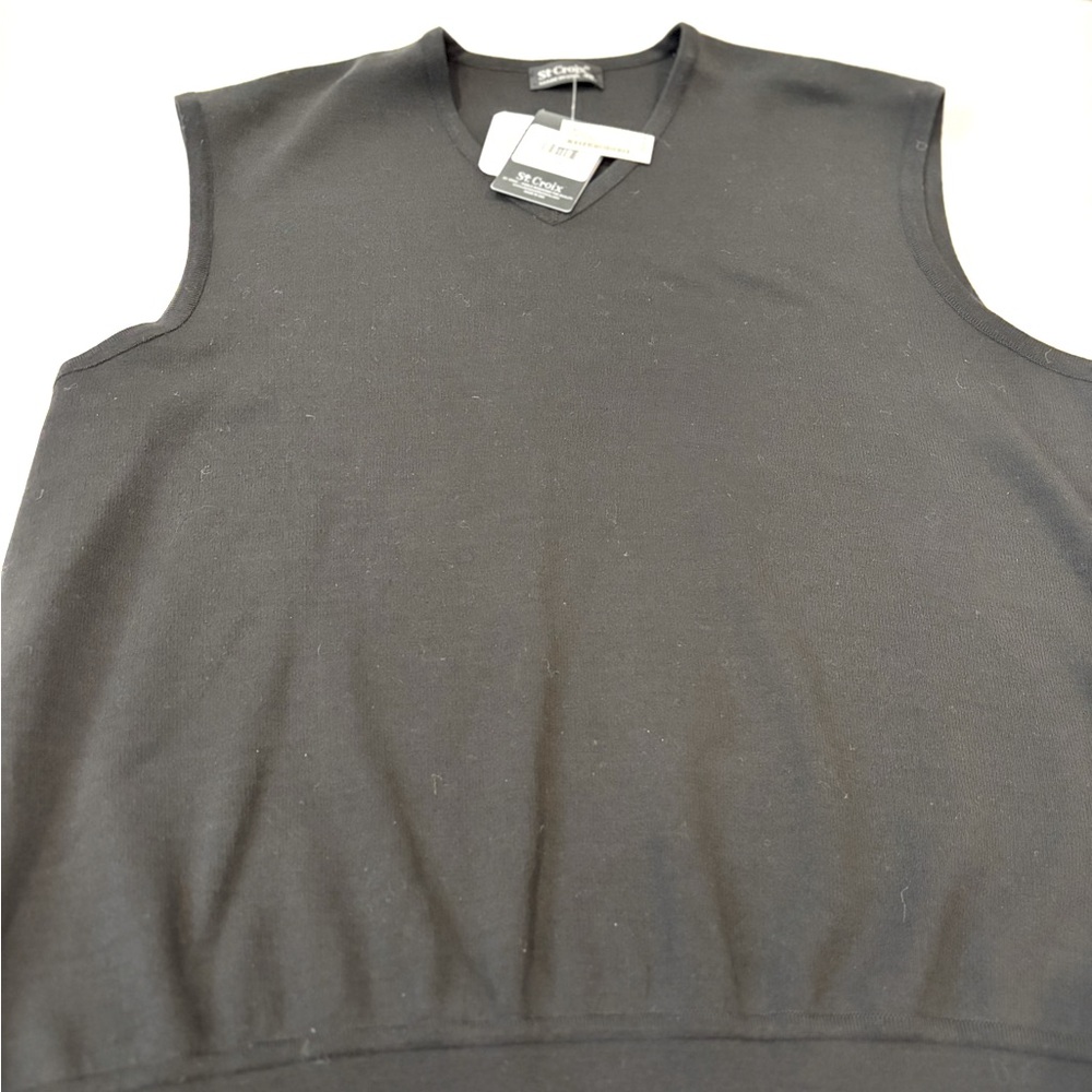 NWT Mens St. Croix XXL Black Wool Pullover Sweater Vest. Excellent condition.